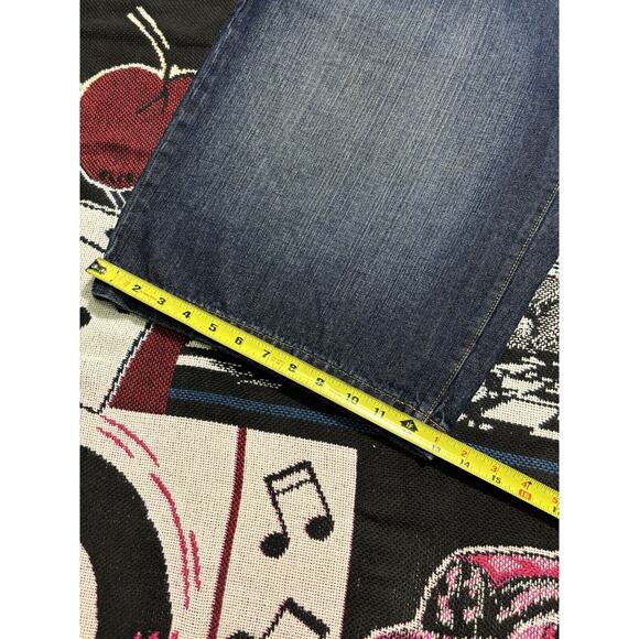 Vintage 90s Enyce Jean Shorts Baggy Custom Embroidered Size 38 Cross Denim Y2K - Picture 8 of 8